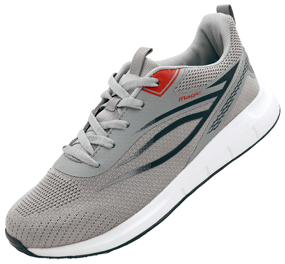 Magic cemented gray orange-accent sneaker